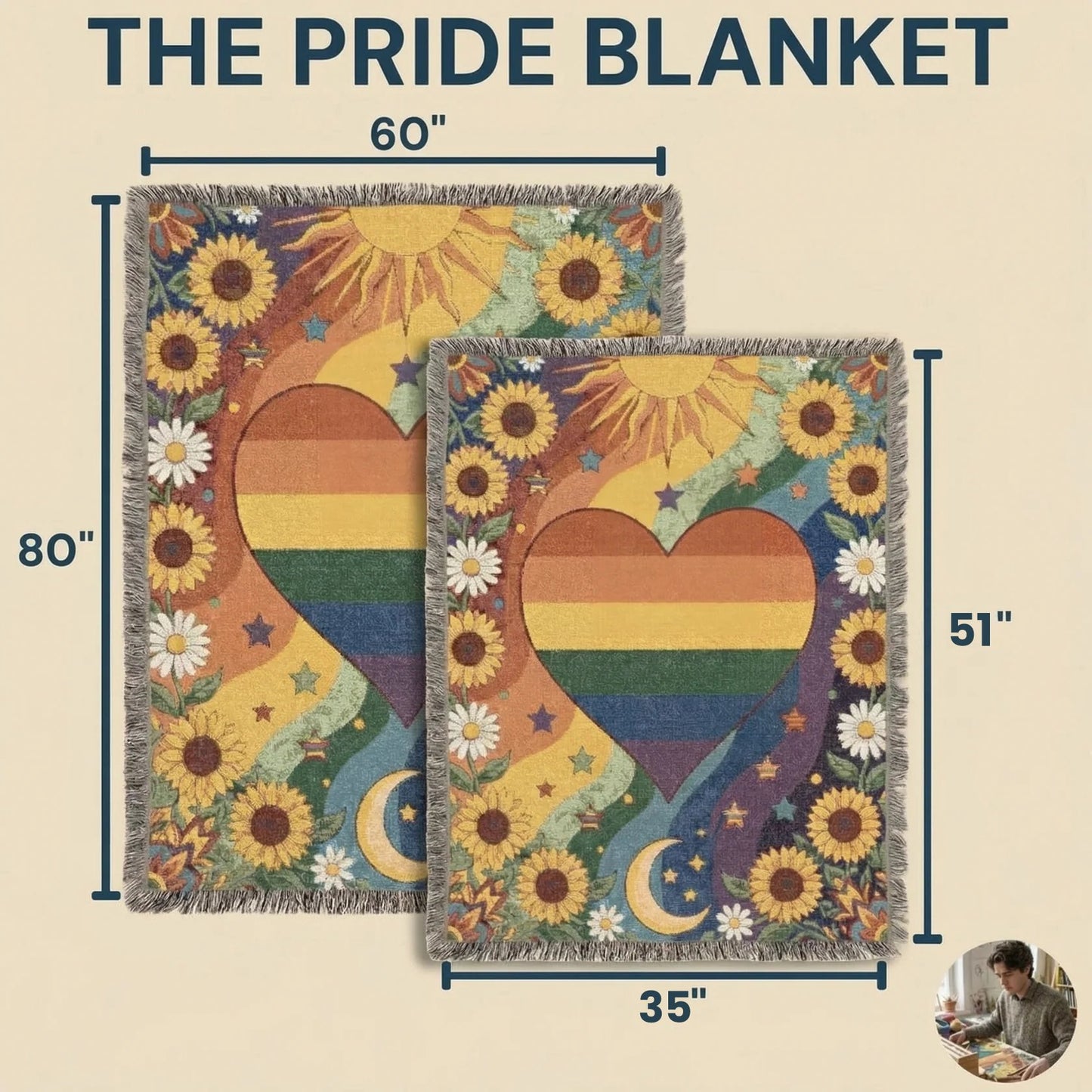๐ณ๏ธโ๐ Handcrafted Rainbow Knit Blanket โ Celebrating Pride, Unity & Personal Expression ๐