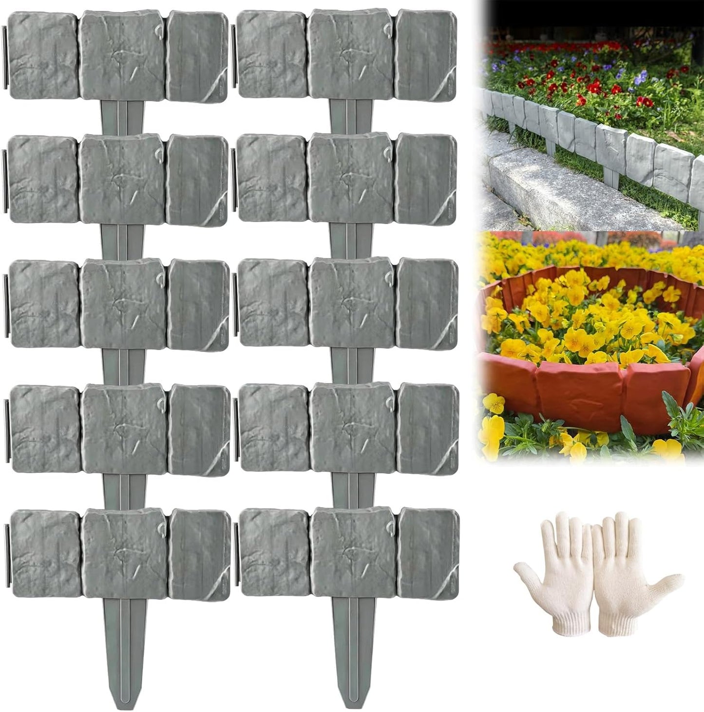 🔥LIMITED TIME 60% OFF! 🏡Imitation Stone Garden Fence - DIY Garden Edging Border🌿✨